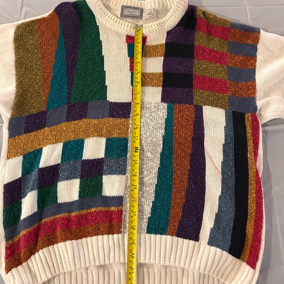 Vintage Concrete Mix Men's Pullover Multi-Color Abstract Knit Sweater Size Med - Picture 5 of 6